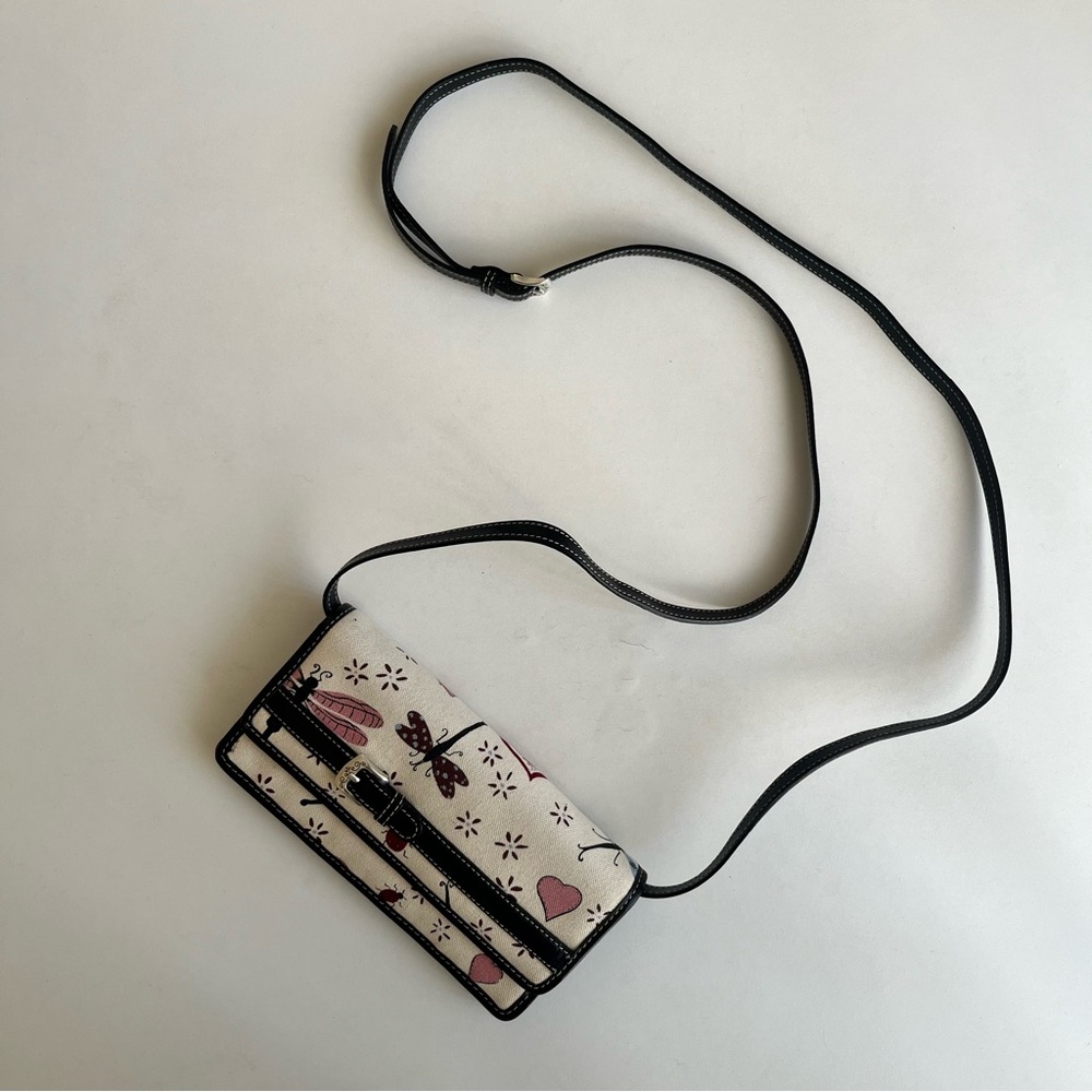 Brighton Canvas Leather Mini Crossbody Organizer Handbag
